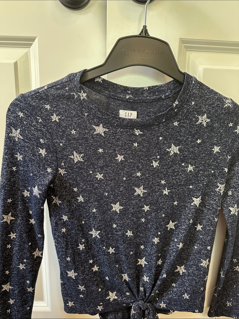 GAP Navy & White Star Knot-Front Long Sleeve Tee